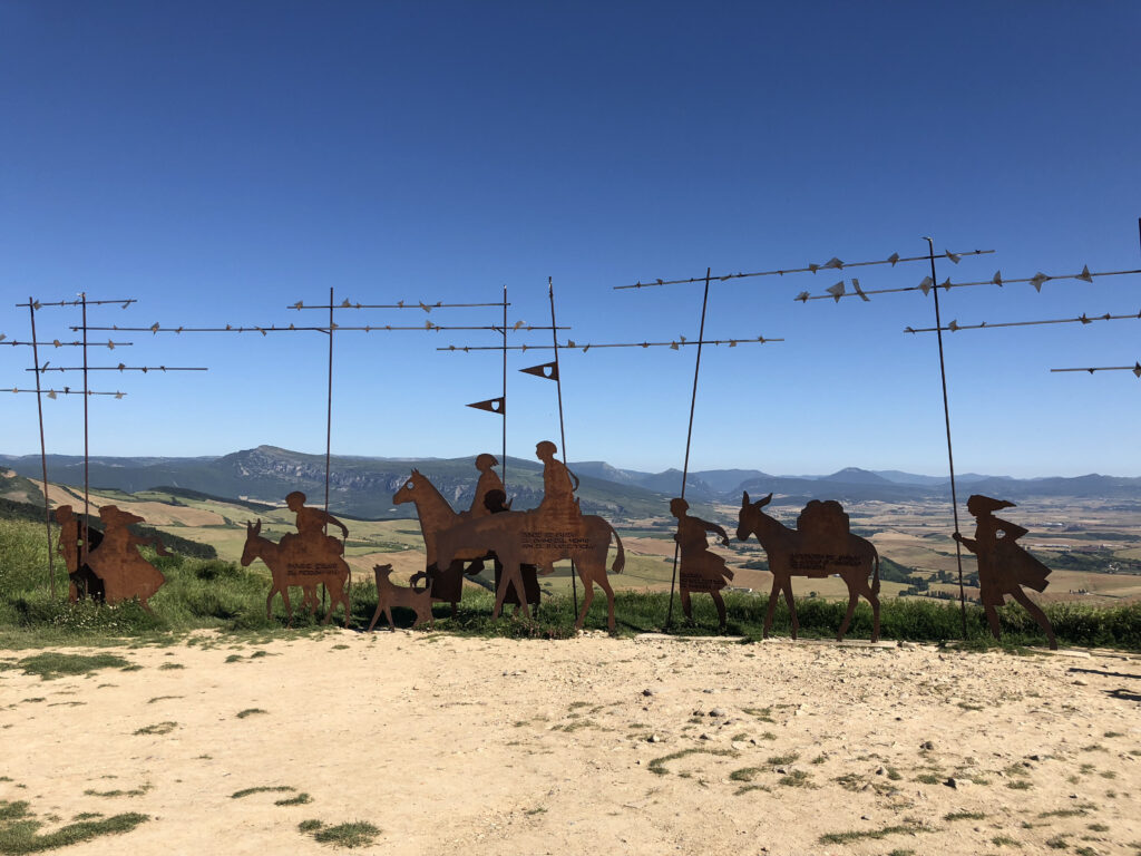 Center portion of the pilgrim statue on Alto de Perdón